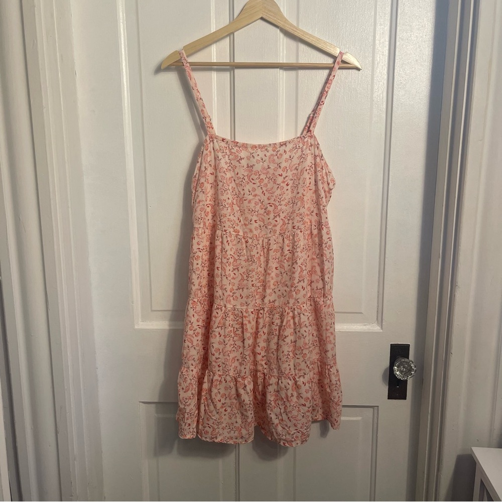 Old Navy Pink Floral Tiered Swing Mini Dress Size L Petite